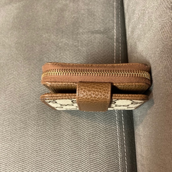AUTHENTIC Gucci Monogram Zip Around French Flap Bi-Fold Wallet BEIGE - Picture 8 of 12